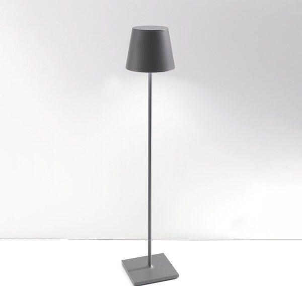 Zafferano Poldina XXL lampadar cu baterie IP54 gri, reglabil, Gri, Camera de zi / sufragerie, Metal, Modern