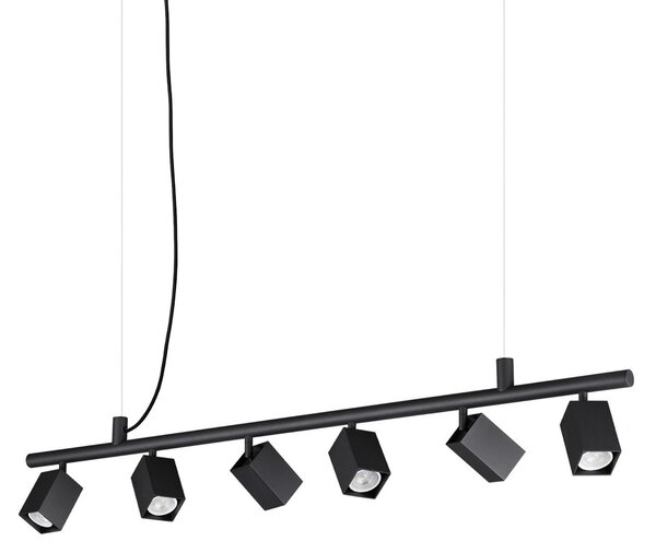 IDEAL LUX Lampă suspendată Dynamite Square, negru, cu 6 becuri, Negru, Camera de zi / sufragerie, Metal, Modern