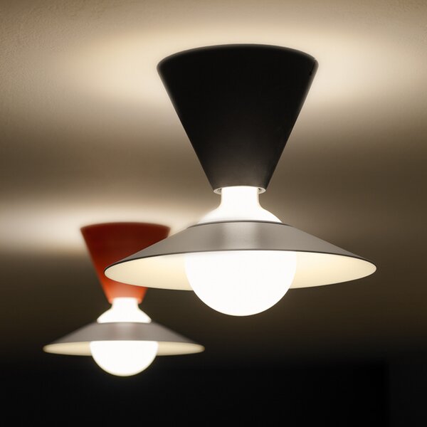 Stilnovo Fante plafonieră LED, 2.700 K, negru, Negru, Camera de zi / sufragerie, Plastic, Design