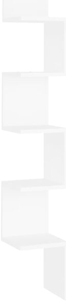 Raft de perete de colț, alb, 20x20x127,5 cm, PAL