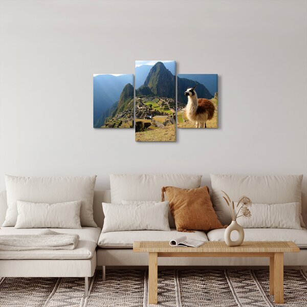 Tablou - Lama și Machu Picchu (90x60 cm)