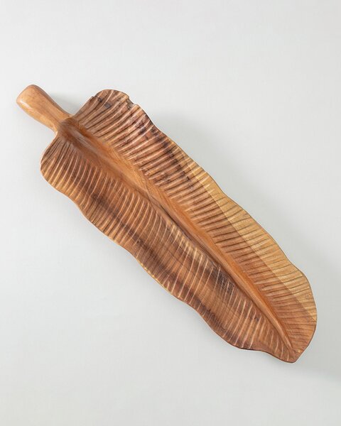 Platou decorativ Wood Leaf 60x18 cm