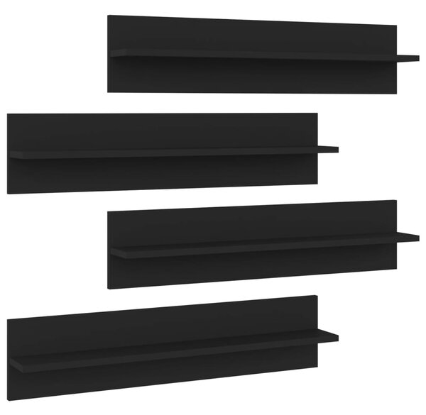 Rafturi de perete, 4 buc., negru, 80x11,5x18 cm, PAL