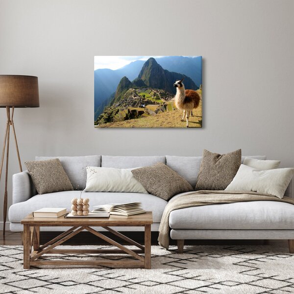 Tablou - Lama și Machu Picchu (90x60 cm)
