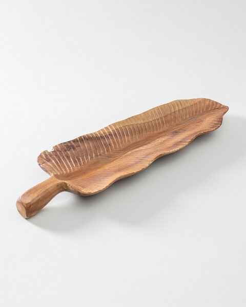 Platou decorativ Wood Leaf 60x18 cm
