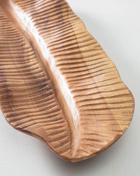Platou decorativ Wood Leaf 60x18 cm