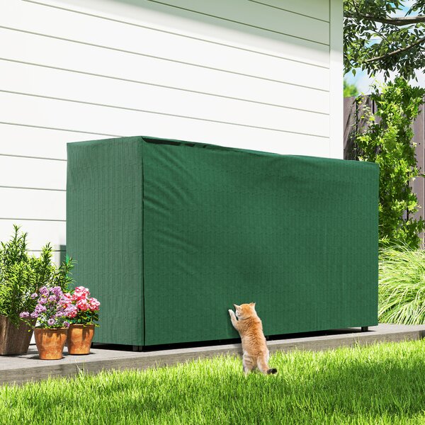 Outsunny Suport pentru Lemne de 0,6 m³, Reglabil, cu Husă Impermeabilă din PE, din Metal, 200 x 36 x 99 cm, Negru și Verde Închis | Aosom Romania