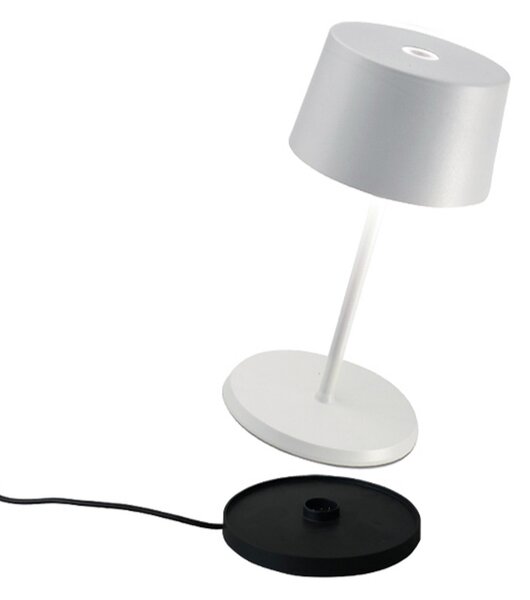 Zafferano Olivia mini lampă de masă cu baterie albă, reglabil, Alb, Camera de zi / sufragerie, Metal, Modern