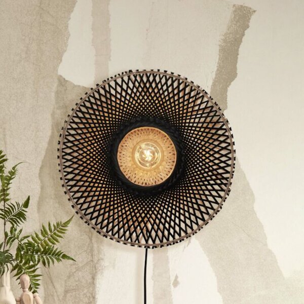 Good & Mojo GOOD MOJO Kalimantan de perete, negru/natural, Ø 44cm, Negru, Camera de zi / sufragerie, Bamboo, Design