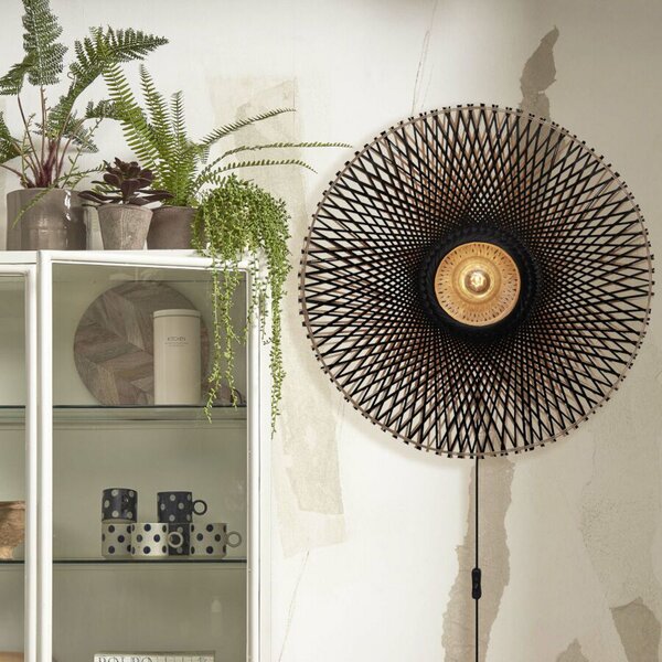 Good & Mojo GOOD MOJO Kalimantan perete, negru/natural, Ø 87cm, Negru, Camera de zi / sufragerie, Bamboo, Design