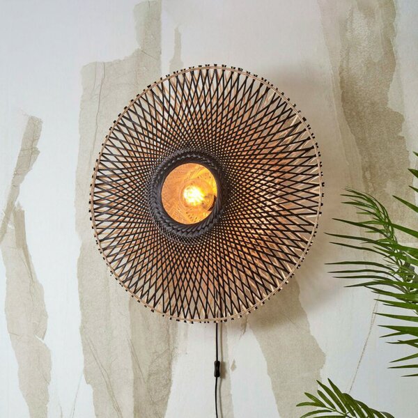 Good & Mojo GOOD MOJO Kalimantan perete, negru/natural, Ø 87cm, Negru, Camera de zi / sufragerie, Bamboo, Design