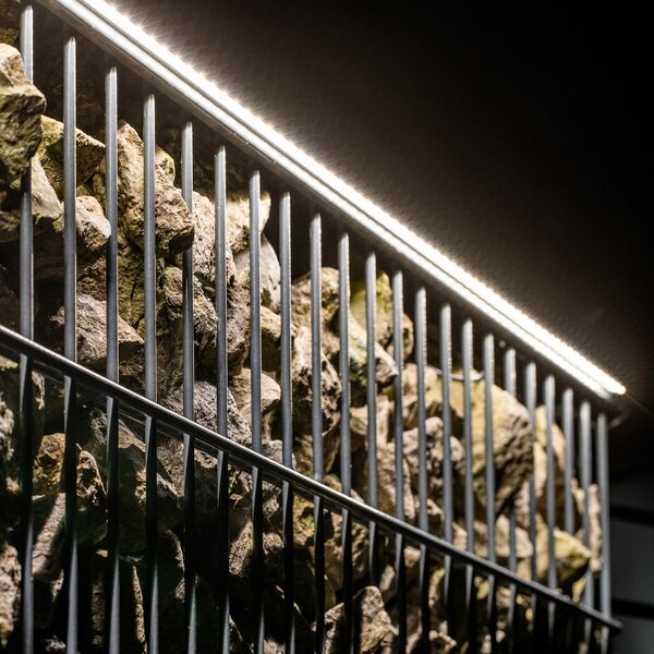 LyghtUp Bandă luminoasă LED, garduri DSM, aluminiu, 196cm, argintiu, reglabil, Gri, Metal