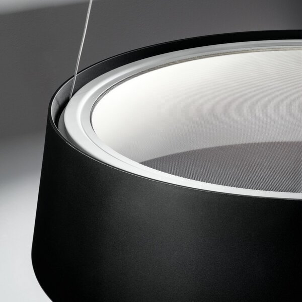 Stilnovo Lampă suspendată Oxygen LED, negru, Ø 56 cm, reglabil, Negru, Camera de zi / sufragerie, Plastic, Design