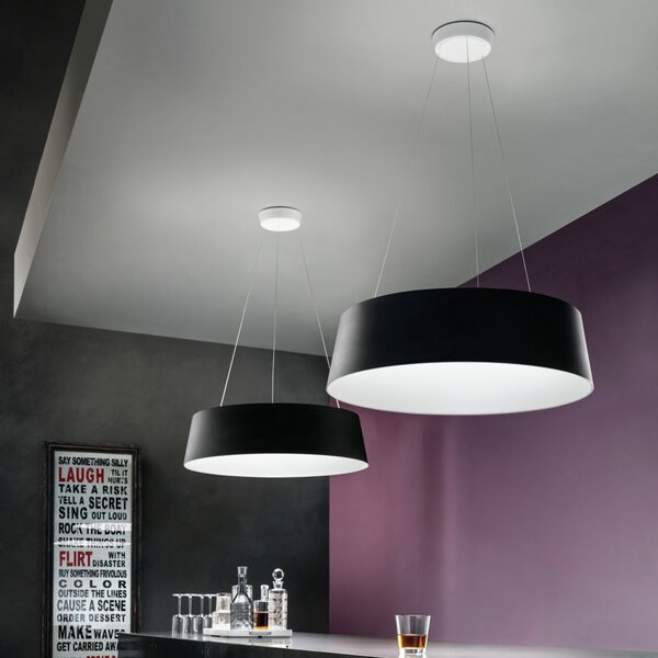 Stilnovo Lampă suspendată Oxygen LED, negru, Ø 56 cm, reglabil, Negru, Camera de zi / sufragerie, Plastic, Design