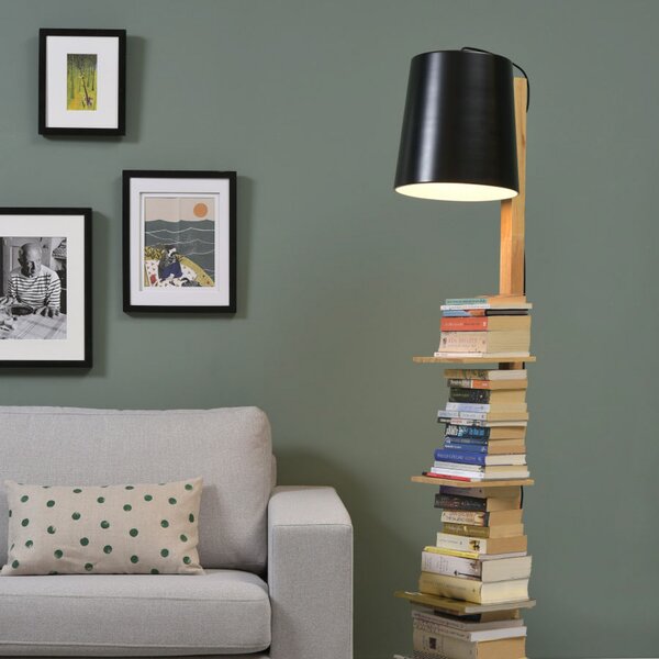 IT´S ABOUT ROMI IT'S Lampadar Cambridge, lemn/negru, Lemn, Camera de zi / sufragerie, Lemn