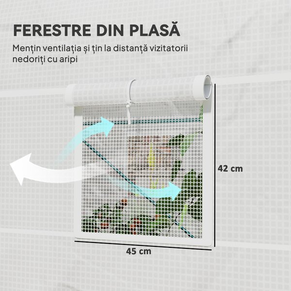 Outsunny Seră de Grădină Tip Tunel cu Cadru din Oțel și 4 Ferestre în PE 2.5x2x2m, Alb | Aosom Romania