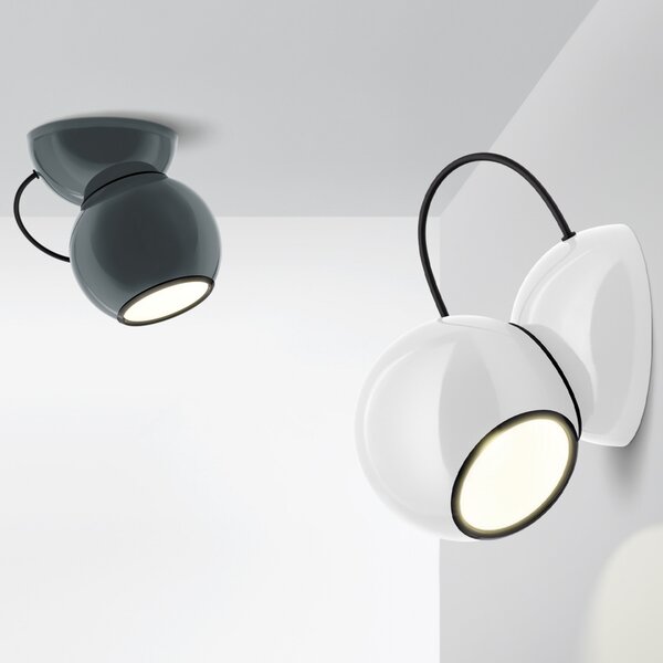 Stilnovo Aplică LED Gravitino rotativă albă de perete, reglabil, Alb, Camera de zi / sufragerie, Metal, Design