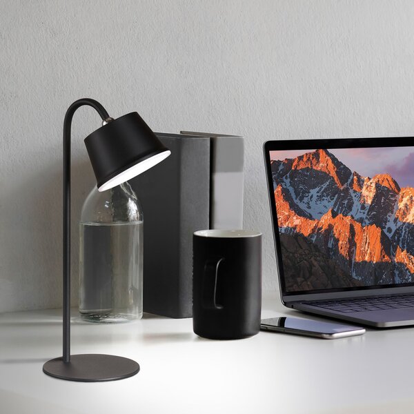 FH Lighting Voet lampă de masă LED acumulator, dim negru-nisip, reglabil, Negru, dormitor, Metal, Modern