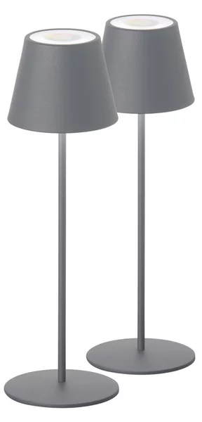 FH Lighting Cosenza lampă masă LED acumul 2x gri-nisip 38cm, reglabil, Gri, Camera de zi / sufragerie, Metal, Modern