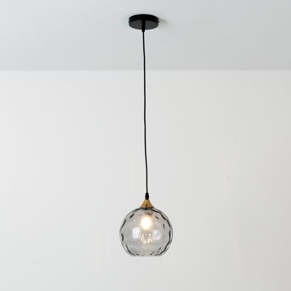 Holländer Milano lampă suspendată 1 abajur sticlă fumurie, reglabil, Gri, Camera de zi / sufragerie, Sticlă, Modern, glob