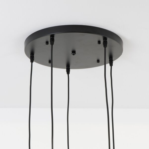 Holländer Milano lampă suspendată 5 abajururi sticlă fumurie, reglabil, Gri, Camera de zi / sufragerie, Sticlă, Modern, glob
