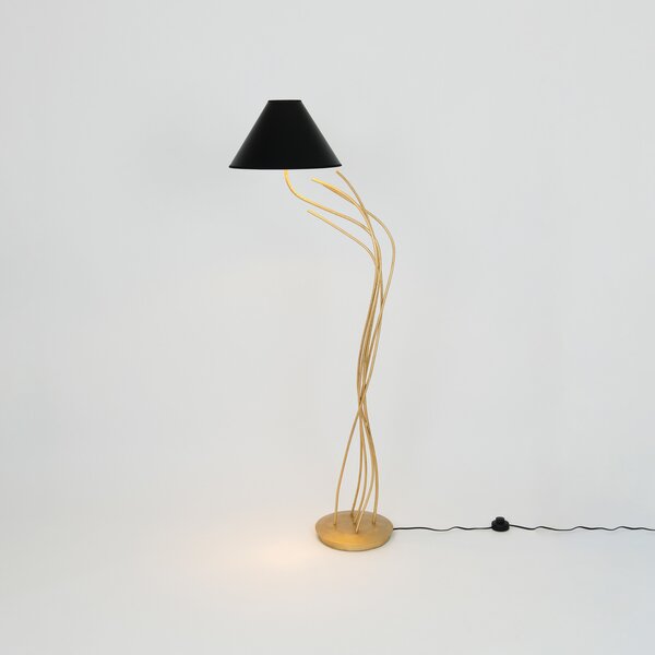Holländer Ischia lampadar, 1 bec, negru/auriu, Auriu / Alamă, Camera de zi / sufragerie, Metal, Design