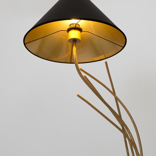 Holländer Ischia lampadar, 1 bec, negru/auriu, Auriu / Alamă, Camera de zi / sufragerie, Metal, Design