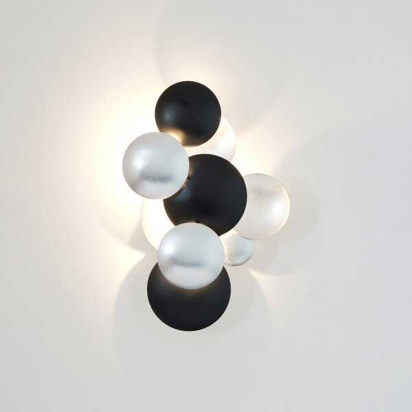Holländer Aplică de perete cu LED BOLLADARIA, negru/argintiu, 42x27 cm, metal, dimabil, reglabil, Metalic, Camera de zi / sufragerie, Metal, Design