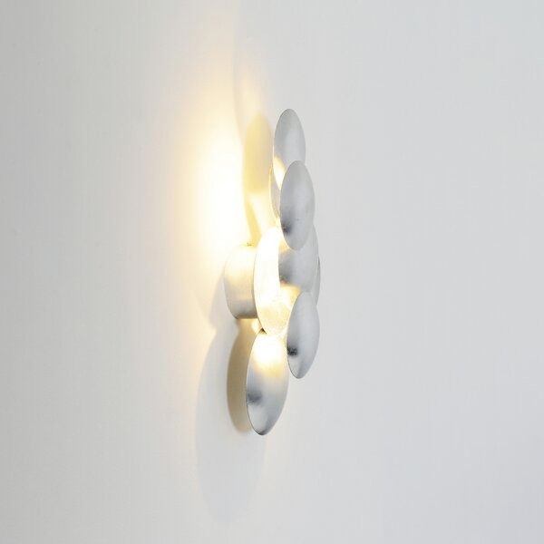 Holländer Aplică de perete cu LED BOLLADARIA, argintiu, 42 x 27 cm, metal, dimabil, reglabil, Metalic, Camera de zi / sufragerie, Metal, Design