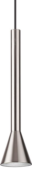 IDEAL LUX Lampă suspendată LED Diesis, finisaj nichel, Ø 6 cm, metal, Metalic, Camera de zi / sufragerie, Metal, Modern