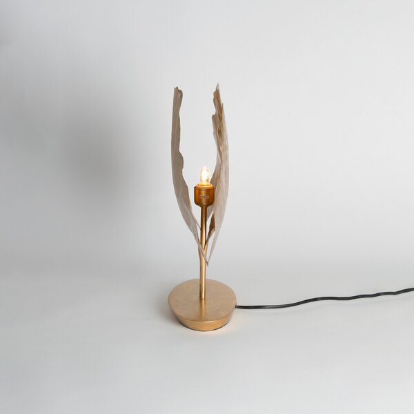 Holländer Ginkgo lampă de masă, auriu, 36x34cm, Auriu / Alamă, Camera de zi / sufragerie, Metal, Design
