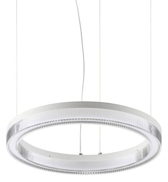 IDEAL LUX Lampă suspendată LED Crown, Ø 40 cm, albă, metal, Alb, Camera de zi / sufragerie, Metal, Modern