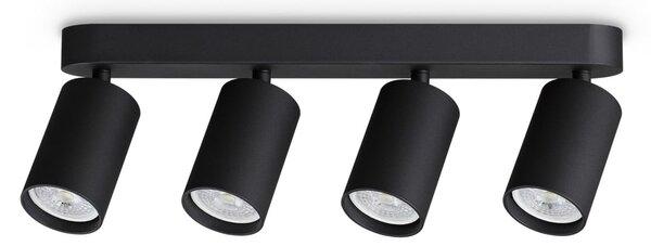 IDEAL LUX Spot de tavan Dynamite Round, negru, 38 cm, cu 4 becuri, Negru, Camera de zi / sufragerie, Metal, Modern