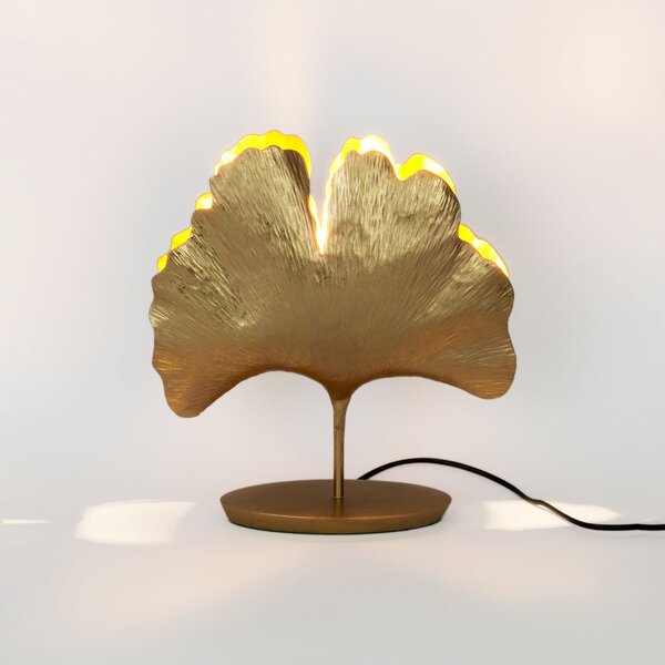 Holländer Ginkgo lampă de masă, auriu, 36x34cm, Auriu / Alamă, Camera de zi / sufragerie, Metal, Design