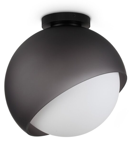 IDEAL LUX Plafonieră Bloom, Ø 30 cm, negru, metal/sticlă, reglabil, Negru, Camera de zi / sufragerie, Metal, Modern