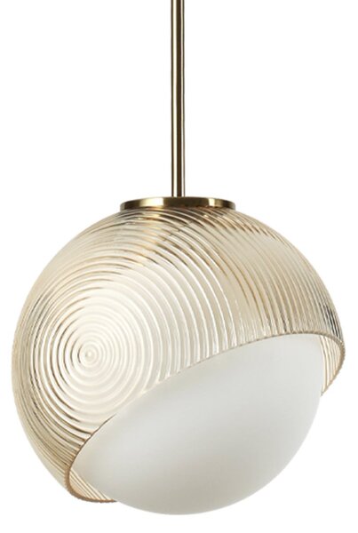 IDEAL LUX Lampă suspendată Bloom, Ø 17 cm, alamă, metal/sticlă, reglabil, Auriu / Alamă, Camera de zi / sufragerie, Metal, Modern