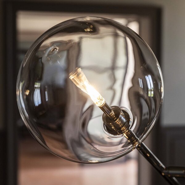 IDEAL LUX Lampadar Equinoxe, crom/transparentă, înălțime 166 cm, Crom, Camera de zi / sufragerie, Metal