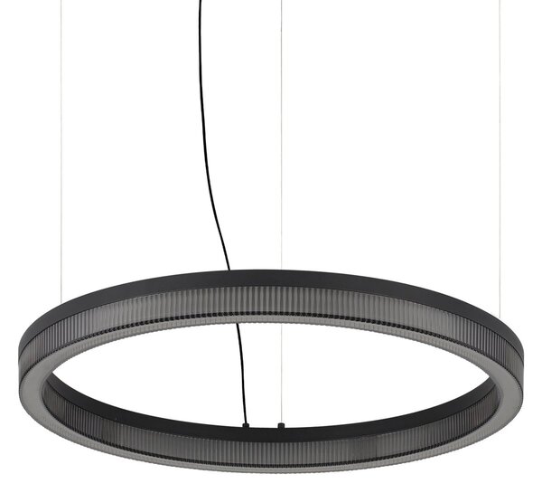 IDEAL LUX Lampă suspendată LED Crown, Ø 60 cm, negru, metal, Negru, Camera de zi / sufragerie, Metal, Modern