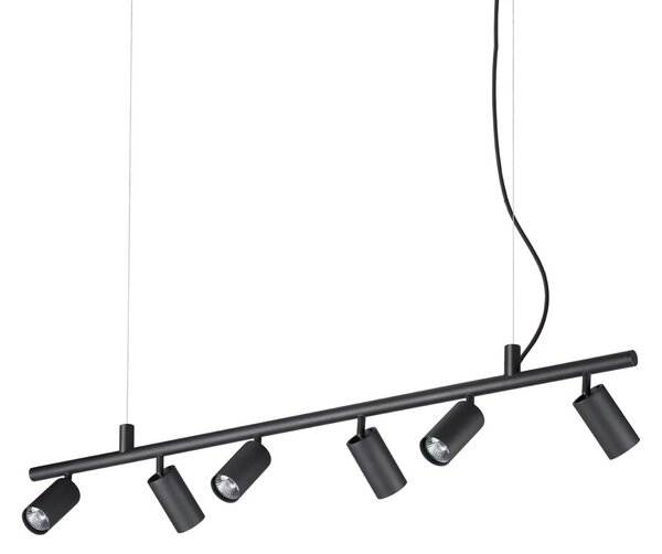 IDEAL LUX Lampă suspendată Dynamite Round, negru, cu 6 becuri, Negru, Camera de zi / sufragerie, Metal, Modern