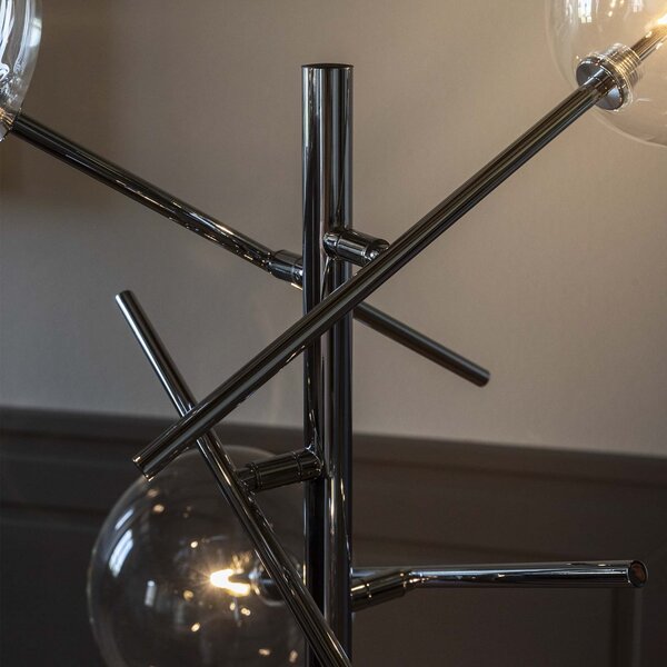 IDEAL LUX Lampadar Equinoxe, crom/transparentă, înălțime 166 cm, Crom, Camera de zi / sufragerie, Metal
