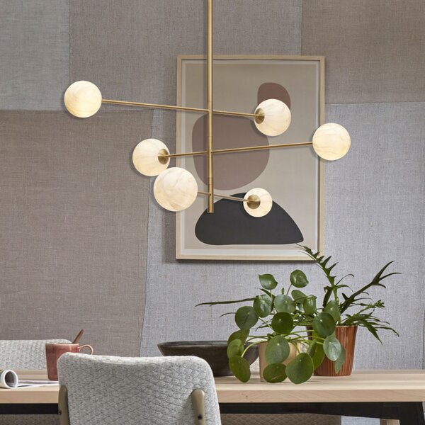 IT´S ABOUT ROMI IT'S Lampă suspendată Carrara 6 becuri rotunde, reglabil, Auriu / Alamă, Camera de zi / sufragerie, Metal, Design