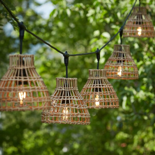 PR Home Sarah ghirlandă luminoasă pentru exterior 5 becuri rattan, Negru, Plastic