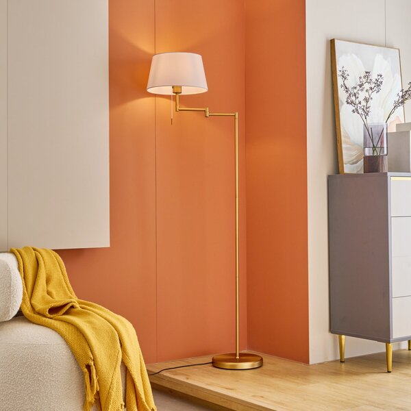 Lindby Ismene lampadar cu braț pivotant, Bronz / Alamă Veche, Camera de zi / sufragerie, Metal