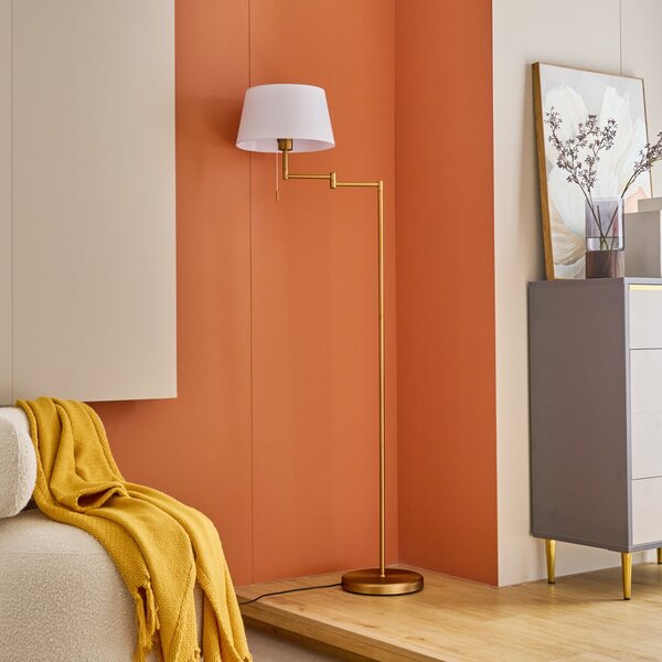 Lindby Ismene lampadar cu braț pivotant, Bronz / Alamă Veche, Camera de zi / sufragerie, Metal