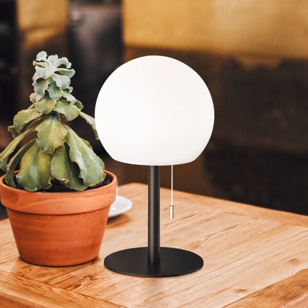 FH Lighting Trivento lampă de masă LED acumulator, negru-nisip, reglabil, Negru, Camera de zi / sufragerie, Metal, Modern