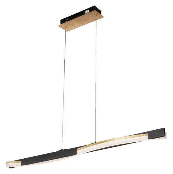 FISCHER & HONSEL Lampă suspendată LED Bridge Telecomandă dim CCT negru, reglabil, Negru, Camera de zi / sufragerie, Metal, Modern