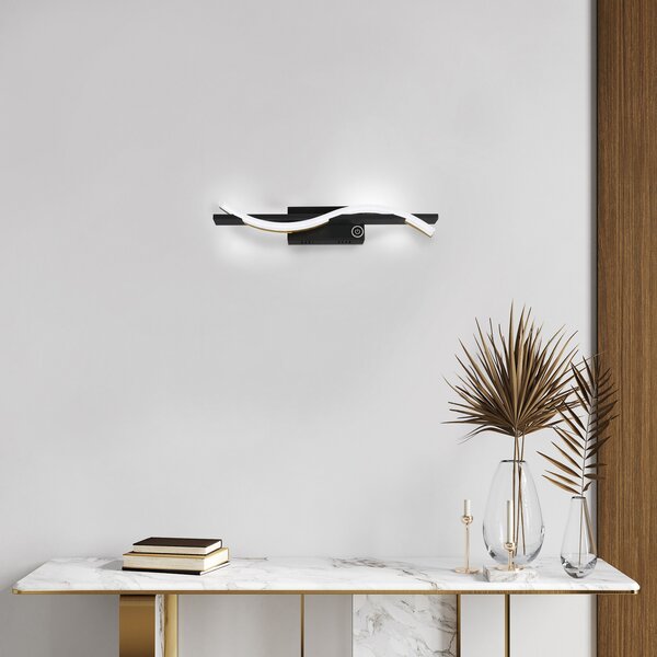 FISCHER & HONSEL Aplică de perete LED Bridge cu senzor mișcare dimabil CCT negru, reglabil, Negru, Camera de zi / sufragerie, Metal, Modern