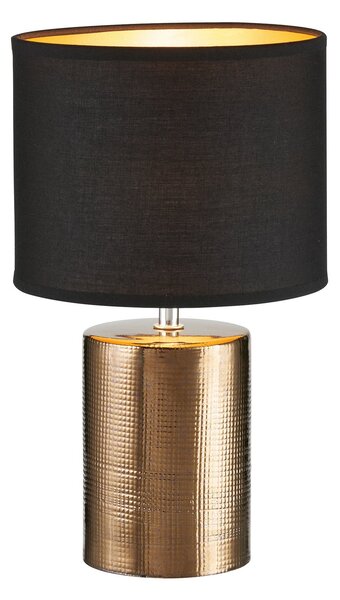 FISCHER & HONSEL Lampa de masă Bronz, cilindrică, negru/bronz, Negru, Camera de zi / sufragerie, Țesătură / Textil, Modern