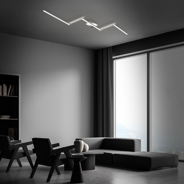 Briloner Staff plafonieră LED, argintiu, 3.000 K, Metalic, Camera de zi / sufragerie, Metal, Modern