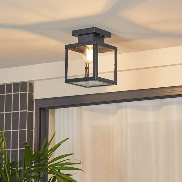 Lindby Lampă de exterior Mandus, negru, oțel inoxidabil, 22cm, reglabil, Negru, Metal, Modern